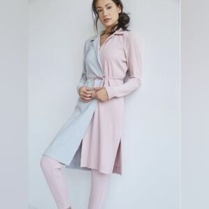 Daily Practice By Anthropologie Henley Two-Tone Pink and Gray Duster